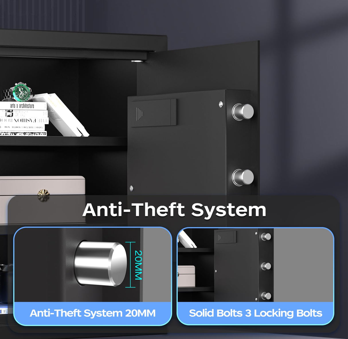 AEGIS Biometric Gun Safe with Silent Mode, 3.7 Cubic Feet Large Quick Access Security Safe with Fingerprint Scanner Money Safe Lock Box for Home Office Hotel AEGIS