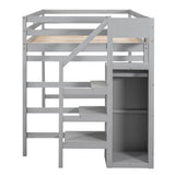 Harper & Bright Designs Grey Full Loft Bed with Staircase, Wardrobe, and Storage Shelf for Kids and Teens Harper & Bright Designs
