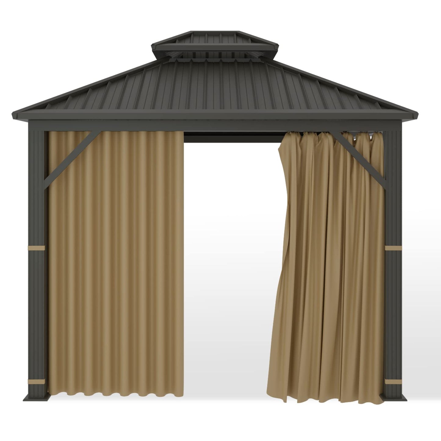 Gazebo Universal Replacement Privacy Curtain – Hugline 10' x 12' Gazebo Side Wall Outdoor Privacy Panel with Zipper (Khaki)