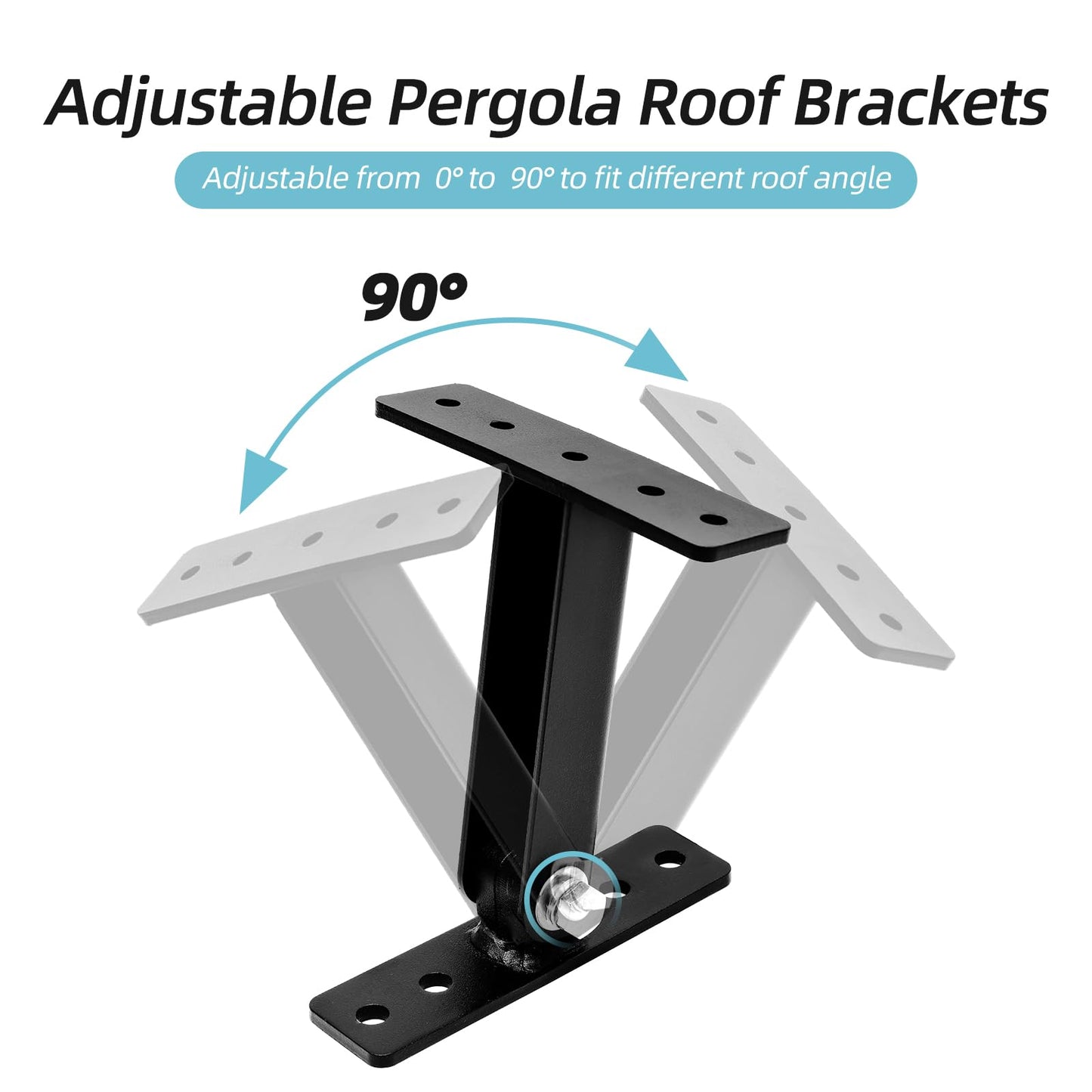 TOPTGO 3 Pack Roof Riser Brackets Kit,Patio Roof Riser,Pergola Roof Riser Beam Brackets,Adjustable Heavy Duty Pergola Roof Brackets for Wood Patio Cover Pergola Gazebo