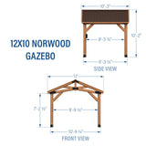 Backyard Discovery Norwood 12 ft. x 10 ft. Cedar Wood Gazebo Pavilion,Thermal Insulated Hard Top Steel Roof, Durable, Supports Snow Loads and Wind Speed, Rot Resistant, Backyard, Deck, Garden, Patio Backyard Discovery