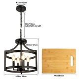 WBinDX 4-Light Farmhouse Chandelier, Modern Hanging Pendant Lighting, Convertible Semi Flush Mount Ceiling Light Fixture Rustic Vintage Black Chandeliers for Dining Room Kitchen Foyer Entryway WBinDX