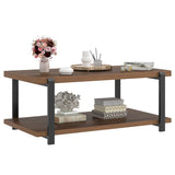 FOLUBAN Modern Coffee Table with Storage Shelf, Rustic Wood Center Table for Living Room, Walnut FOLUBAN