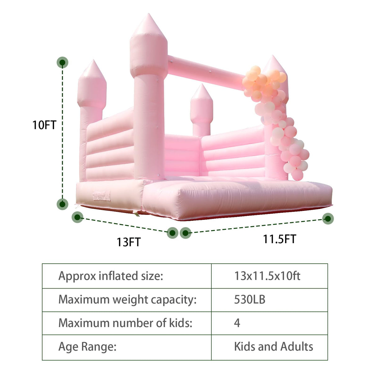 13FT Pink Bounce House for Kids Adults,100% PVC Commercial Grade Bounce House with 750W Blower Large Inflatable Bounce House for Birthday Party,Wedding,Gender Reveal and Backyard Decor 13x11.5x10FT awesmflate