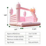 13FT Pink Bounce House for Kids Adults,100% PVC Commercial Grade Bounce House with 750W Blower Large Inflatable Bounce House for Birthday Party,Wedding,Gender Reveal and Backyard Decor 13x11.5x10FT awesmflate