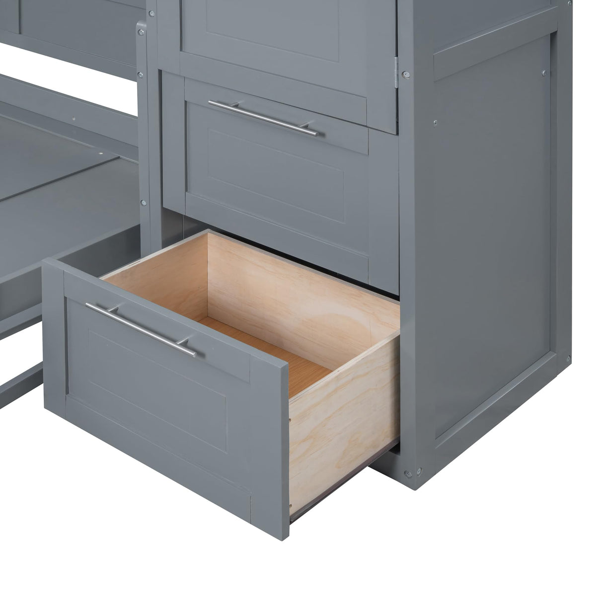 Ball & Cast Queen Size Murphy Bed Wall Chest with Closet and Storage Drawers,Wood Hideaway Platform Bedframe can be Folded,Easy Assembly,for Kids Bedroom,Student Dorms,Gray Ball & Cast