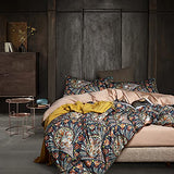 Cupocupa King Duvet Cover Set - 3pc Dark Navy Paisley Boho Bedding - Luxury Art Deco Floral Botanical Print, Soft Microfiber Reversible Quilt Cover with Pillowcases (King, 104"x90") Cupocupa
