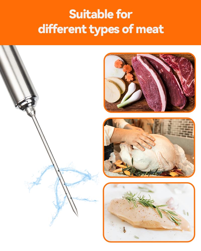 Brigii Meat Injector Syringe, 2oz Turkey Injector Seasoning, 304-Stainless Steel Seasoning Injector with 3 Marinade Needles and 3 Cleaning Brushes for Smoked BBQ Grilling Brigii