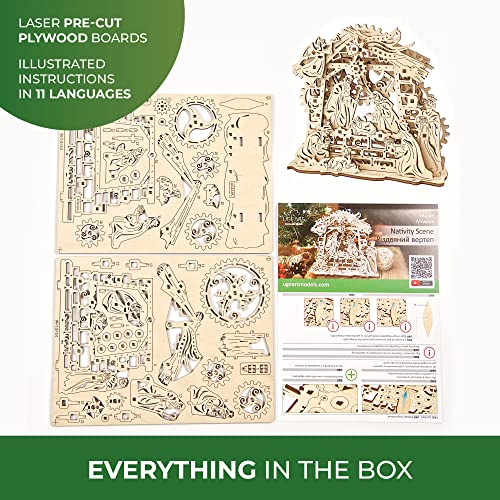 UGEARS Nativity Scene - Mechanical Puzzle 3D - Self Assembly Woodcraft Construction Kits - Wooden Nativity Set - Christmas Puzzles for Kids - Christmas DIY Decorations - Crafts on Idea UGEARS
