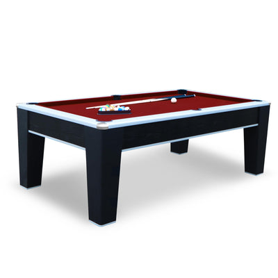 Hathaway Mirage 7.5 Ft Heavy Duty Pool Table – Includes Cue Sticks, Billiard Balls, Brush – Perfect for Professional and Family Billiards Games Room – Red Felt with Wood Finish