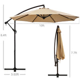 VECELO 10ft Offset Hanging Market Patio Umbrella with UV Protection Waterproof for Outdoor/Market/Backyard/Pool/Garden/Lawn, 8 Sturdy Ribs, Handy Crank&Cross Base (No Weight), Tan VECELO