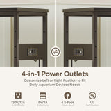 Bestier 20-29 Gallon Fish Tank Stand with Power Outlets, Metal Long Aquarium Stand with Storage Cabinet, 31x15 Reptile Terrarium Stand with Horizontal Gold Line, Stainless Hooks, 350 Lbs(Black) Bestier