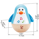 Hape Penguin Musical Wobbler | Colorful Wobbling Melody Penguin, Roly Poly Toy for Kids 6 Months+, Multicolor, 5'' x 2'' (E0331) , Blue Hape