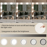 Rovaurx Vanity Table with Mirror & Lights, Farmhouse Makeup Vanity with 10 Necklace Hooks, Vanity Desk with Charging Station, 3 Color Lighting Modes, Door Cabinet, White RSZT112W Rovaurx