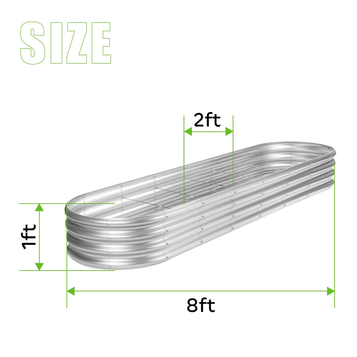 Land Guard 8ft Galvanized Raised Garden Bed Kit, Raised Garden Boxes Outdoor, Oval Metal Raised Garden Beds for Vegetables, Silver,108 Gallon Capacity(with 10 Connecting rods) Land Guard