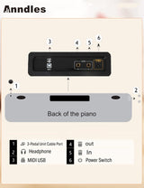 Anndles Electric Piano 88 Keys,Digital Piano Weighted For Beginner,Keyboard Piano,Include Piano bench,Power Adapter,Three Pedel,Manual User (Wood Anndles