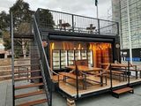 20/40ft Expandable Folding Container Cafe - Modern Mobile Prefab Restaurant with Large Glass Windows - Customizable Turn-Key Modular Pop-Up Bar for Malls, Office Buildings & Outdoor Events - Steel