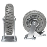 uyoyous 8 Inch Solid Caster Wheels Casters Heavy Duty Anti-Skid Polychloride Swivel Caster Wheels with 360 Degree Ball Bearing Castors Top Plate with Brake 2 Fixed,1760 lbs Capacity uyoyous