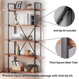 HSH 5-Tier Rustic Wood and Metal Etagere Bookcase - Distressed Brown Farmhouse Style HSH