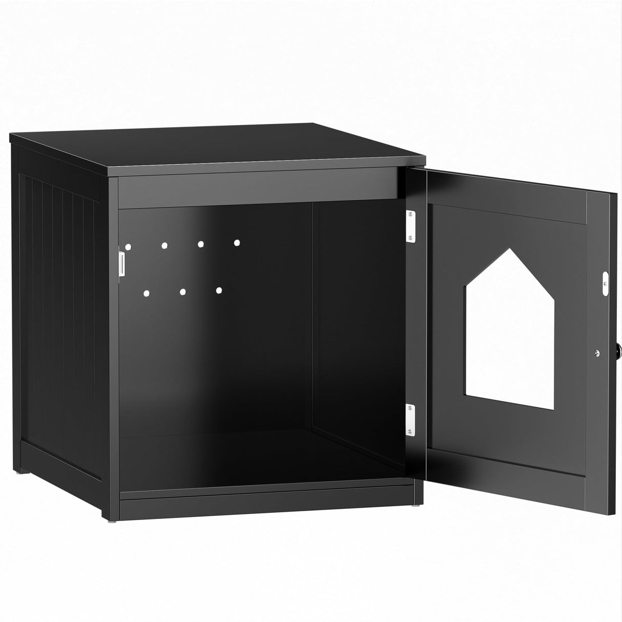 ZENY Cat Litter Box Furniture Hidden, Enclosed Cat Litter Box with Vent Holes, Indoor Cat Box Cabinet, Wooden Cat Washroom, End Table, Nightstand (Black) ZENY