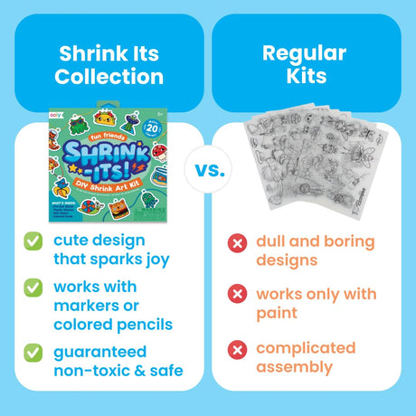 Ooly Shrink-Its 28 PC DIY Shrinking Art Kit That Creates Charms and Tags, Includes 20 Plastic Pre Cut Charms and More, No Mess Art for Kids, DIY Creative Activity, Ideal Party Favor - Cute Crew Ooly