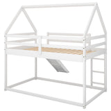 Morhome Twin Over Twin Bunk Bed with Slide & Playhouse Design Morhome