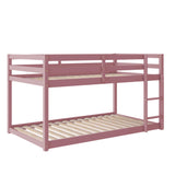 PVWIIK Bunk Bed Twin Over Twin with Ladder & Safety Guard Rails,Solid Wood Bunk Bed Frame for Kids,No Box Spring Needed, Pink PVWIIK