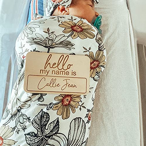 Custom Baby Name Sign Hospital Welcome 3D Hello Name Announcement Plaque Laser Cut Wood Photo Prop Sign Design Trendy Generic