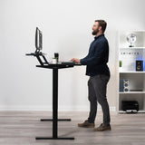 VIVO Electric 2-Tier Height Adjustable 55 x 30 inch Stand Up Desk, Dual Tier Adjustable Shelf Table Top, Standing Workstation with Memory Controller, Home and Office Furniture, Black, DESK-KIT-1B2TB VIVO