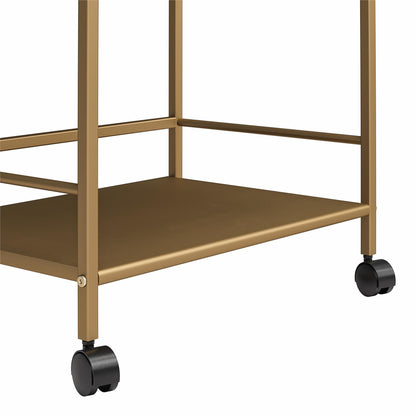 Novogratz Helix Small Bar Cart for the Home, 3 Tier Rolling Cart With Wheels, Kitchen Cart with Storage for Beverages and Wine, Gold - WoodArtSupply