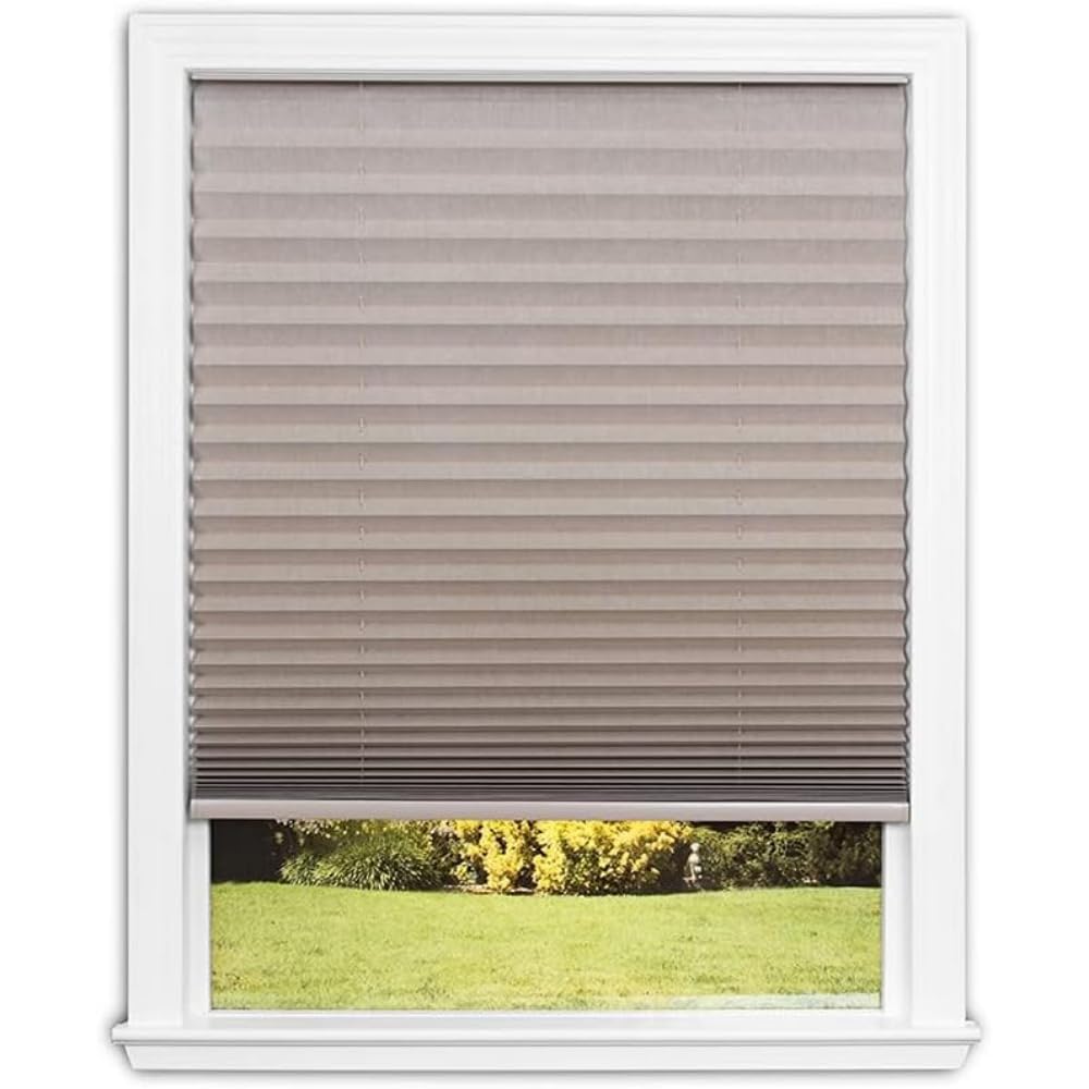 Redi Shade No Tools Easy Lift Trim-at-Home Cordless Pleated Light Blocking Fabric Shade Natural, 30" W x 64" L, (Fits windows 19 in - 30 in) Redi Shade