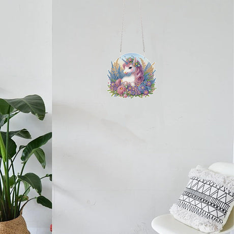 TDFERAN Diamond Painting Pendant Unicorn DIY Diamond Art Ornament Kits Arts and Crafts for Adults Gem Art Hanging for Wall Home Window Decor Paint by Numbers for Abults Painting Art Work TDFERAN