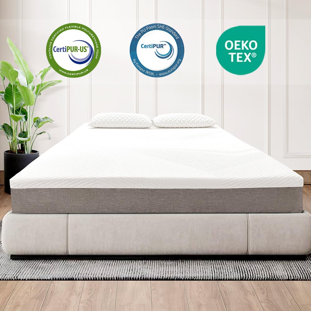 Gelsea Twin Mattress for Child,10 Inch Memory Foam Mattress in a Box,Green Tea Infused,Hypoallergenic Bamboo Charcoal,Made in USA,Twin Bed,39" X 75" X 10" (10 INCH-Olune, California King)