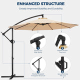 HOMSHADE 10ft Offset Patio Umbrella with Base Included, Cantilever Offset Hanging Patio Outdoor Market Umbrella UPF50+ UV Protection with Easy Tilt and Crank for Pool Deck and Garden (Beige) HOMSHADE