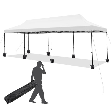 EROMMY 10' x 30' Pop Up Canopy Tent, Commercial Instant Canopy Heavy Duty with Roller Bag, 8 Sand Bags, 8 Wind Ropes & Ground Nails, Outdoor Canopies for Party Festival Event Wedding Camping EROMMY
