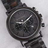 BOBO BIRD Mens Wooden Watches Business Casual Wristwatches Stylish Ebony Wood & Stainless Steel Combined Chronograph BOBO BIRD