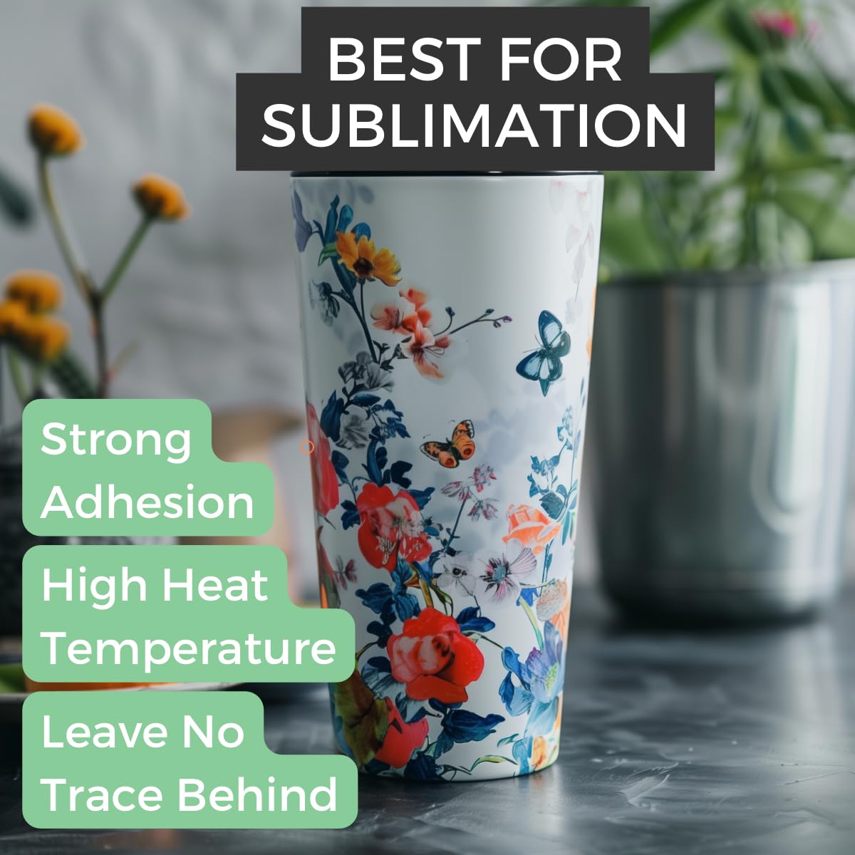 echomerx 20mm x 33m (108 ft) Blue Heat Resistant Tape - 3" Core | No Residue Heat Transfer Tape for Sublimation & Crafts | Ideal for Heat Press - 3-Pack echomerx