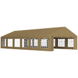 Outsunny 20' x 40' Heavy Duty Party Tent, Galvanized Outdoor Canopy Tent Large Event Shelter with Removable Sidewalls, 12 Windows and 2 Doors, Tents for Parties, Wedding, Events, BBQ Grill, Brown Outsunny