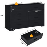 Black Dresser for Bedroom Wooden, 8 Drawer Dressers & Chests of Drawers, Modern Wood Tall Dresser, 48 Inches Wide Chest of Drawers for Bedroom, Hallway, Living Room LIDYUK
