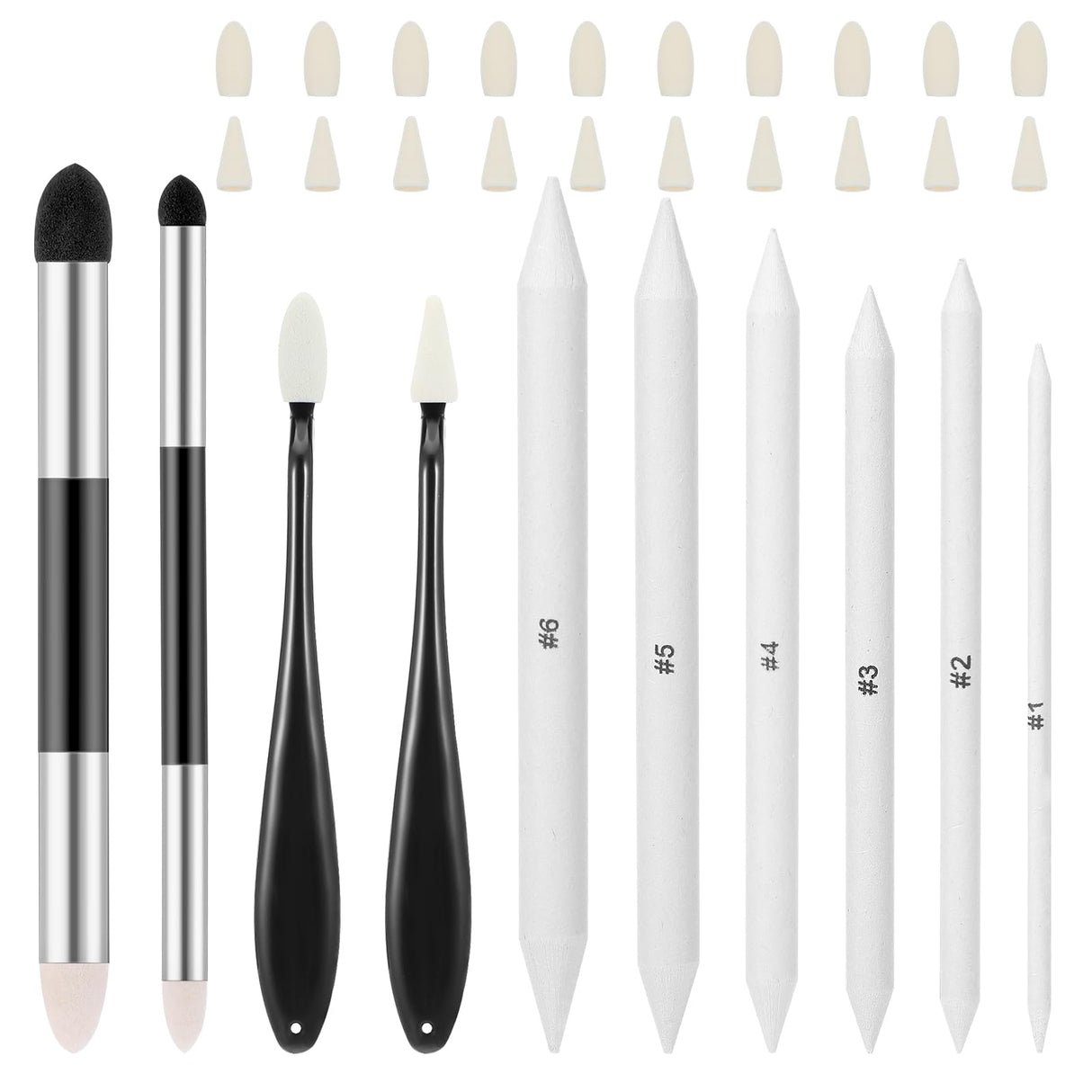 30pcs Blending Stumps for Drawing Sketch Drawing Tools with Blending Sponge Pens Sandpaper Pencil Sharpener Blending Sticks for Beginner Drawing Art Blenders Charcoal Sketch Drawing HaiFafafaing