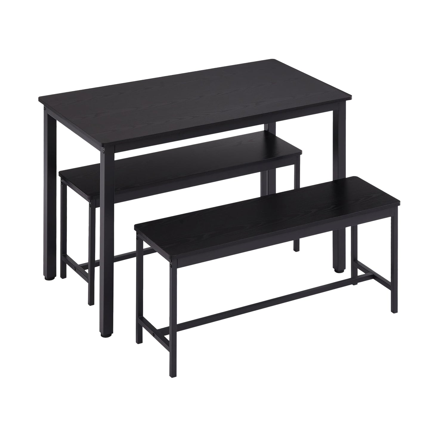 SumKea 3-Piece 4 Bar 2 Dining Benches, 43.3'' Wood Kitchen Table & Chair Set for Breakfast Nook and Small Space, Black - WoodArtSupply