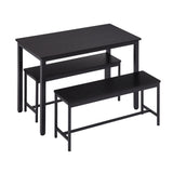 SumKea 3-Piece 4 Bar 2 Dining Benches, 43.3'' Wood Kitchen Table & Chair Set for Breakfast Nook and Small Space, Black SumKea