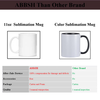 ABBSH Sublimation Mugs, Sublimation White Coffee Mugs Tazas Para Sublimacion Blank 11 OZ With Box for for Coffee, Soup, Tea, Milk, Latte, Hot Cocoa Set of 12