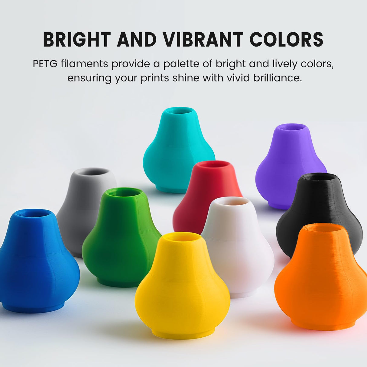 TECBEARS PETG Filament 1.75mm, 3D Printer Filament PETG Filament Bundle 4-Color, Strong Toughness, 4 * 1KG(1320M) Filament High Precision, Dimensional Accuracy ±0.02mm, Blue+Red+Orange+Grey TECBEARS
