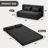 SUYOLS Folding Sofa Bed with Pillows- Convertible Chair Floor Couch & Sleeping Mattress, Foldable Memory Foam Sleeper for Living Room/Dorm/Guest Room/Home Office/Apartment/Loft, Full, Dark Gray SUYOLS