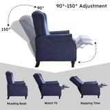 IOMOR Push Back Recliner Chair Fabric Lounge Armchair Pushback Recliner with Rivet Decoration Wingback Single Sofa Chair with Padded Seat for Living Room, Bedroom (1, Navy) IOMOR