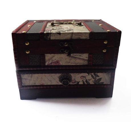 ISOTO Retro Vintage Wooden Jewelry Box Storage Box Organizer Container Case Chest Trinket Box with Mirror for Gilrs Girlfriend Women for Mother's Day (Style 1) ISOTO