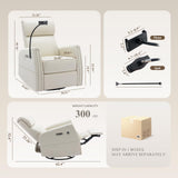 COLAMY Modern Electric Power Swivel Recliner Chair, Beige Leather, 270 Swivel 145 Recline, Built-in Charging Ports, Adult Relaxing Chair COLAMY