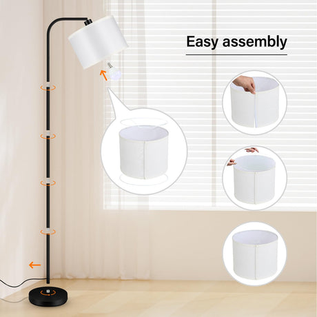 BoostArea Dimmable Floor Lamp for Living Room,Arc Sofa Lamps with Remote Control,Stepless Dimmable & Colors Temperature,2700k-6500k,67 in,Tall Modern Standing Lamp for Bedroom Study Room Office,White BoostArea