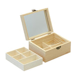 3 Pack Unfinished Surface Wood Jewelry Box (6x4.7x3 in) Small Wooden Chest Case with Glass Mirror Cregugua